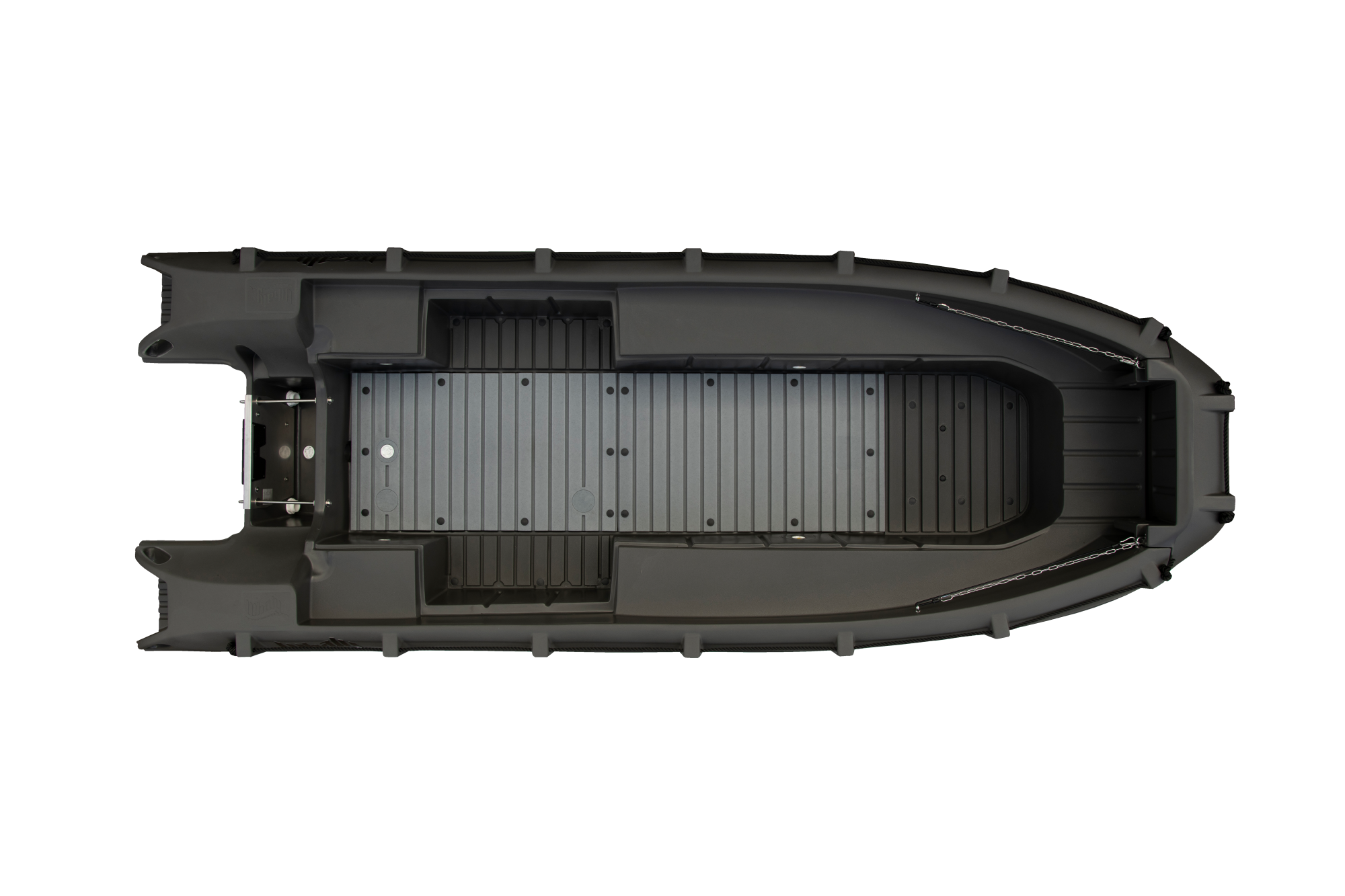 Top view deck layout of the Whaly 455R hull used for the River Whale USV